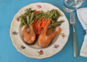 Salmón a la plancha con salsa de mostaza
