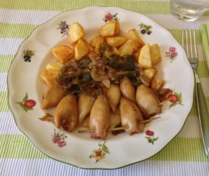 Chipirones con pimientos verdes