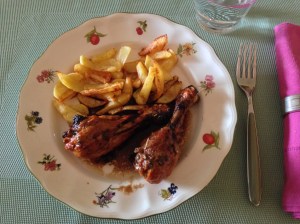 Muslos de pollo asados con ajo y vinagre