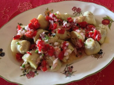 Alcachofas con salsa vinagreta