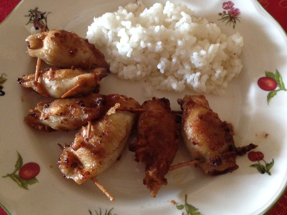 Chipirones rellenos de gambas