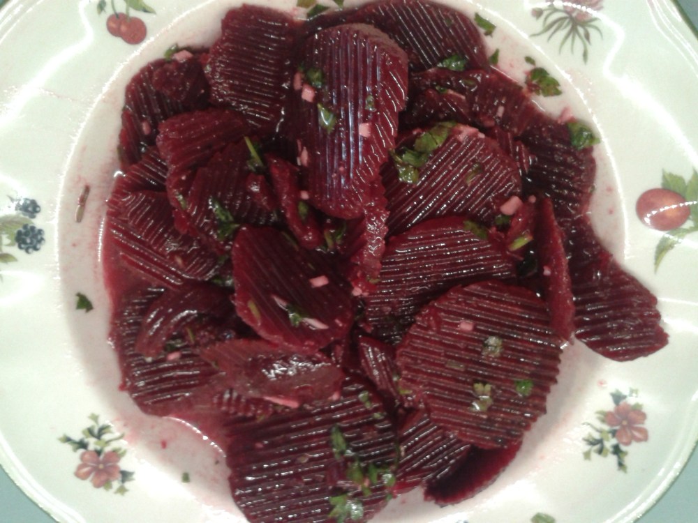 Remolacha con salsa vinagreta de mostaza